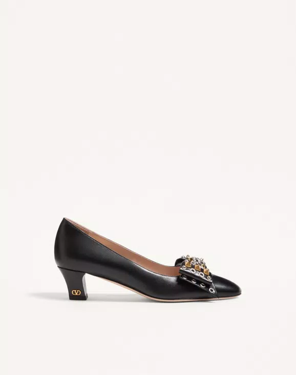 Valentino Bowow Pump In Kidskin With Studs 45Mm - Image 1